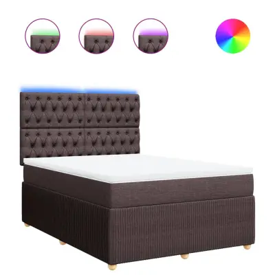 vidaXL Box spring postelja z vzmetnico temno rjav 140x190 cm blago