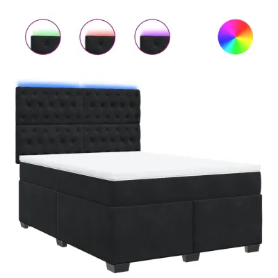 vidaXL Box spring posteljni z vzmetnico črn 140x190 cm žamet