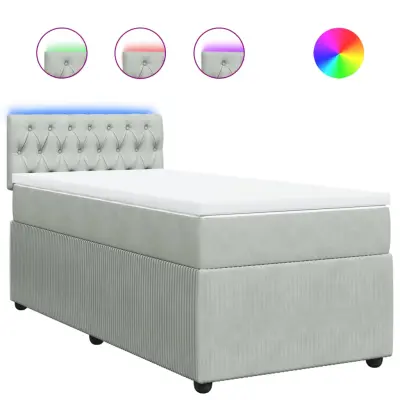 vidaXL Box spring postelja z vzmetnico svetlo siva 80x200 cm žamet