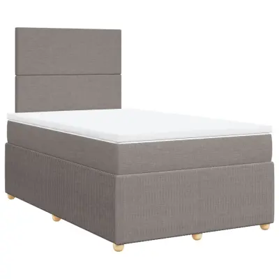 vidaXL Box spring postelja z vzmetnico taupe 120x200 cm blago
