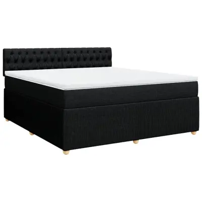 vidaXL Box spring postelja z vzmetnico črna 180x200 cm blago