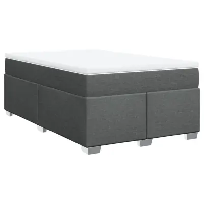 vidaXL Box spring postelja z vzmetnico temno siva 120x200 cm blago