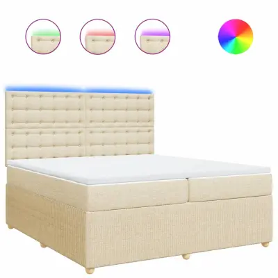 vidaXL Box spring postelja z vzmetnico krem 200x200 cm blago