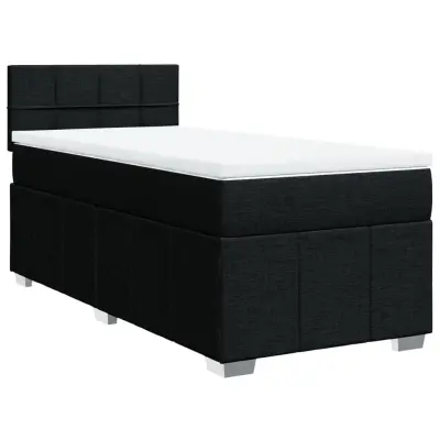 vidaXL Box spring postelja z vzmetnico črn 90x190 cm blago