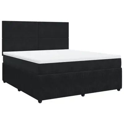 vidaXL Box spring postelja z vzmetnico črna 180x200 cm žamet