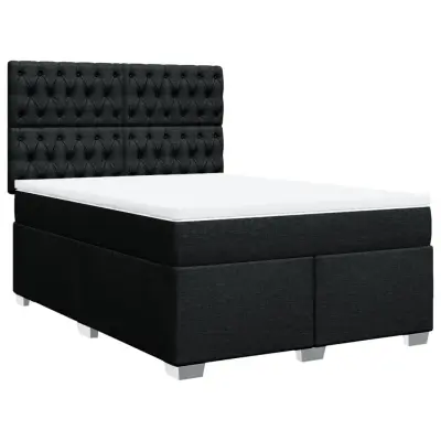 vidaXL Box spring posteljni z vzmetnico črn 140x190 cm blago