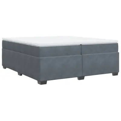 vidaXL Box spring postelja z vzmetnico temno siva 200x200 cm žamet