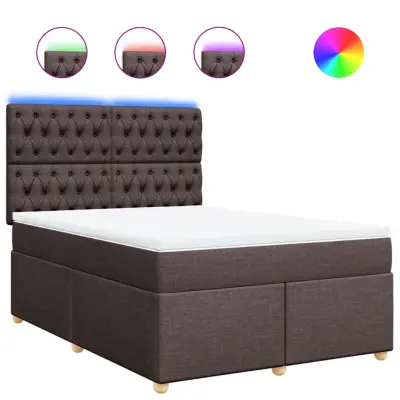 vidaXL Box spring postelja z vzmetnico temno rjav 140x190 cm blago