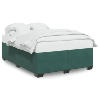 vidaXL Posteljni okvir brez vzmetnice temno zelen 140x190 cm žamet
