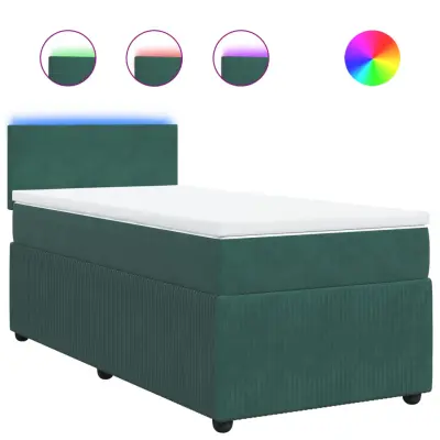 vidaXL Box spring postelja z vzmetnico temno zelena 100x200 cm žamet
