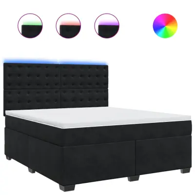 vidaXL Box spring postelja z vzmetnico črna 180x200 cm žamet