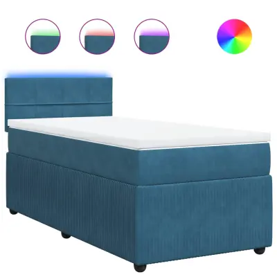 vidaXL Box spring postelja z vzmetnico modra 100x200 cm žamet
