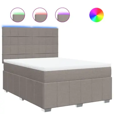 vidaXL Box spring postelja z vzmetnico taupe 140x200 cm blago
