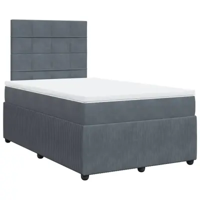 vidaXL Box spring postelja z vzmetnico temno siv 120x190 cm žamet