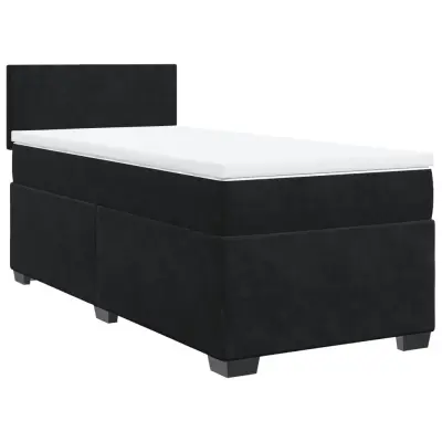 vidaXL Box spring postelja z vzmetnico črna 100x200 cm žamet