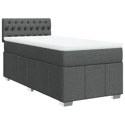 vidaXL Box spring postelja z vzmetnico temno siva 90x190 cm blago