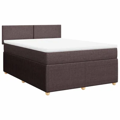 vidaXL Box spring postelja z vzmetnico temno rjav 140x190 cm blago