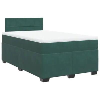 vidaXL Box spring postelja z vzmetnico temno zelen 120x190 cm žamet