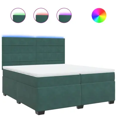 vidaXL Box spring postelja z vzmetnico temno zelena 200x200 cm žamet