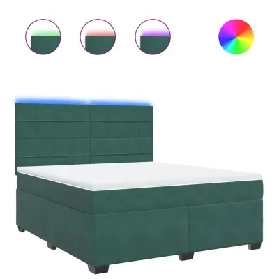 vidaXL Box spring postelja z vzmetnico temno zelena 180x200 cm žamet