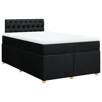 vidaXL Box spring postelja z vzmetnico črna 120x190 cm blago