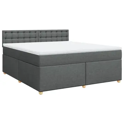 vidaXL Box spring postelja z vzmetnico temno siva 180x200 cm blago