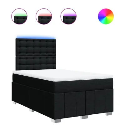 vidaXL Box spring postelja z vzmetnico črna 120x190 cm blago