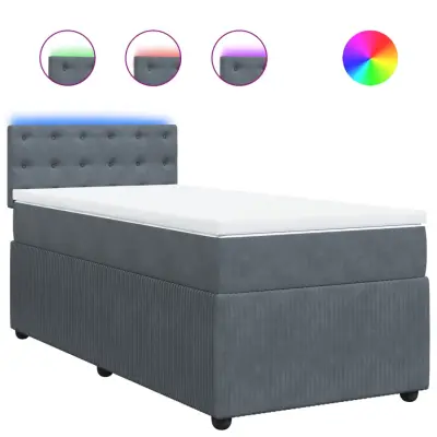 vidaXL Box spring postelja z vzmetnico temno siva 80x200 cm žamet