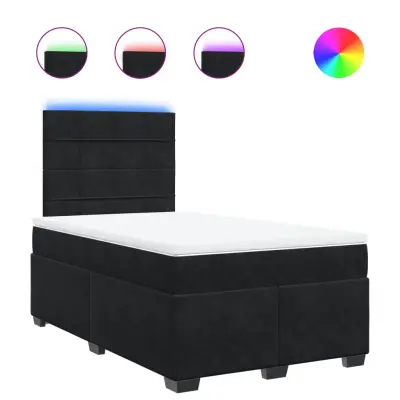 vidaXL Box spring postelja z vzmetnico črna 120x190 cm žamet