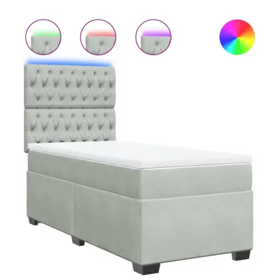 vidaXL Box spring postelja z vzmetnico svetlo siva 80x200 cm žamet