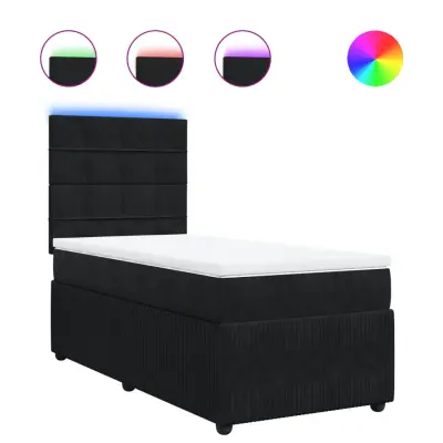 vidaXL Box spring postelja z vzmetnico črna 90x200 cm žamet