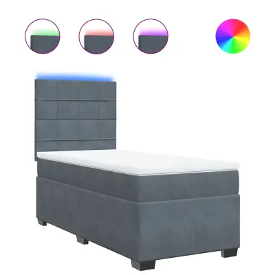 vidaXL Box spring postelja z vzmetnico temno siva 100x200 cm žamet