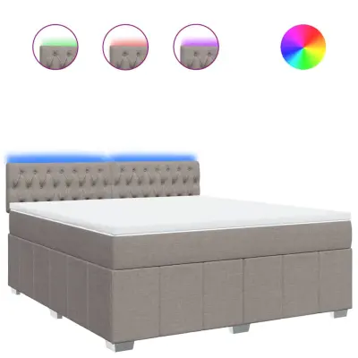 vidaXL Box spring postelja z vzmetnico taupe 180x200 cm blago