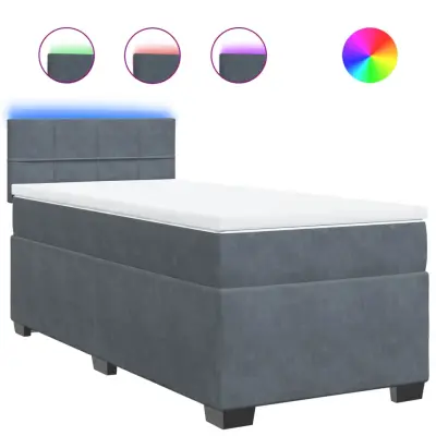 vidaXL Box spring postelja z vzmetnico temno siva žamet