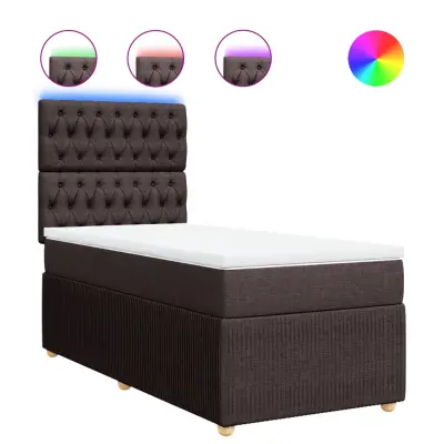 vidaXL Box spring postelja z vzmetnico temno rjava 80x200 cm blago