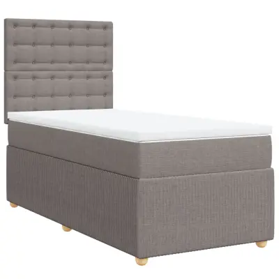 vidaXL Box spring postelja z vzmetnico taupe 90x200 cm blago