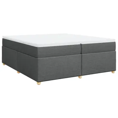 vidaXL Box spring postelja z vzmetnico temno siva 200x200 cm blago