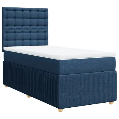 vidaXL Box spring postelja z vzmetnico modra 80x200 cm blago