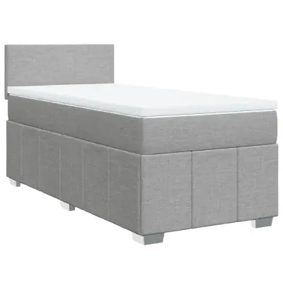 vidaXL Box spring postelja z vzmetnico svetlo siva 90x190 cm blago