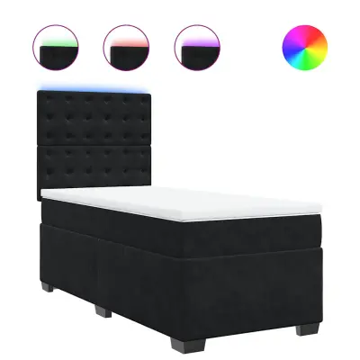 vidaXL Box spring postelja z vzmetnico črn 90x190 cm žamet