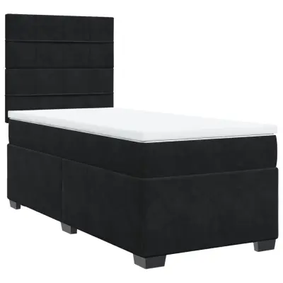 vidaXL Box spring postelja z vzmetnico črna 90x200 cm žamet