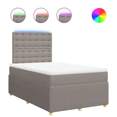 vidaXL Box spring postelja z vzmetnico taupe 120x200 cm blago