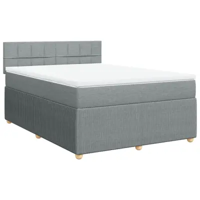 vidaXL Box spring posteljni z vzmetnico svetlo siv 140x190 cm blago
