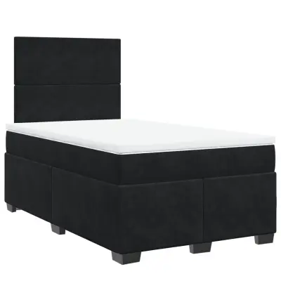 vidaXL Box spring postelja z vzmetnico črna 120x190 cm žamet