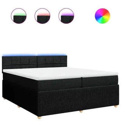vidaXL Box spring postelja z vzmetnico črn 200x200 cm blago