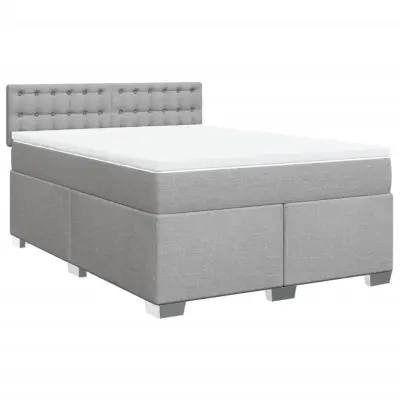 vidaXL Box spring postelja z vzmetnico svetlo siva 160x200 cm žamet