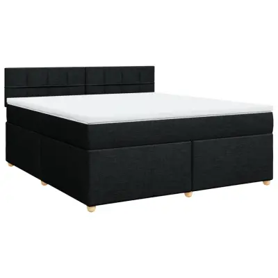 vidaXL Box spring postelja z vzmetnico črna 180x200 cm blago