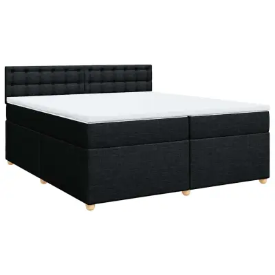 vidaXL Box spring postelja z vzmetnico črn 200x200 cm blago
