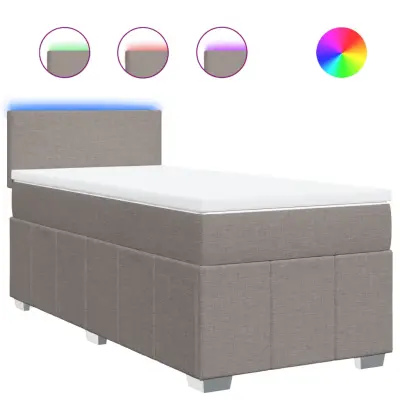 vidaXL Box spring postelja z vzmetnico taupe 90x200 cm blago
