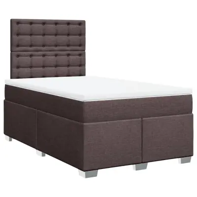 vidaXL Box spring postelja z vzmetnico temno rjava 120x190 cm blago